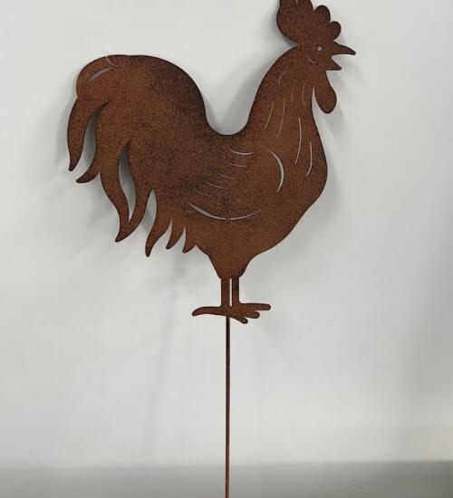 Coq en métal à planter - déco de jardin