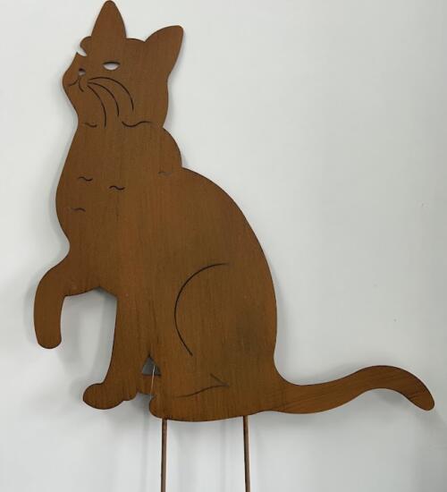 Chat en métal à planter - déco de jardin