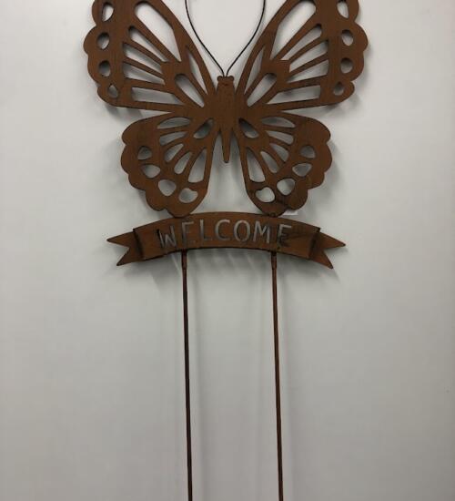 Papillon WELCOME 2 tiges à planter - déco jardin